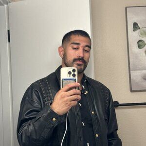 Men's Black Leather Military Style Jacket with Gold Hardware like new